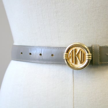 1990s Anne Klein II Gray Leather Belt 
