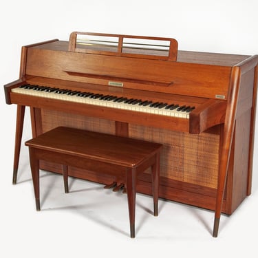 Mid-Century Modern Baldwin Acrosonic Piano in Walnut and Caning - 1960's 