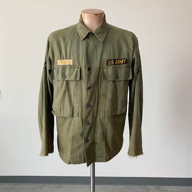 Vintage 13 Star Button US Army Uniform Shirt / Vintage WWII Army Field Jacket / Korean War Army Shirt / HBT us Military Uniform Shirt 