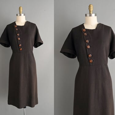 Vintage 1950s Chocolate Brown Dress | XXL Plus Size 