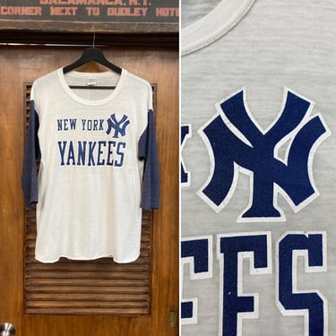Vintage 1970’s New York Yankees Baseball Sports Team 3/4 Sleeve Jersey T-Shirt, 70’s Tee Shirt, Vintage Clothing 