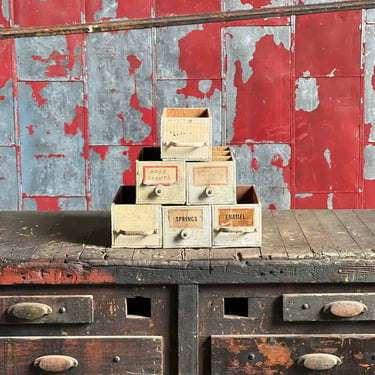 Lot of 6 Repurposed Cheese Box Drawers Rustic Home Storage 