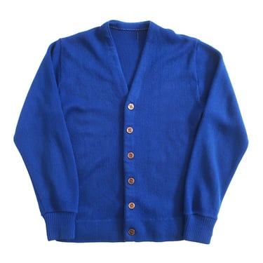 vintage cardigan / grandpa cardigan / 1960s blue acrylic knit Kurt Cobain grandpa cardigan Small 