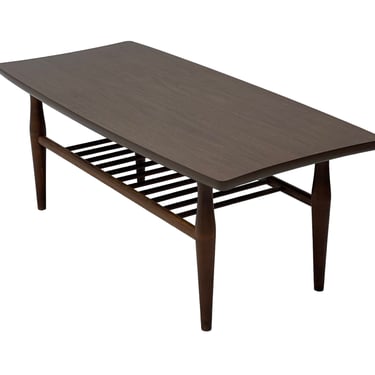 Free Shipping Within Continental US - Vintage Mid Century Modern Walnut Coffee Table With shelf 