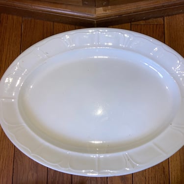 Large Antique White Ironstone Embossed Farmhouse Kitchen Stoneware French T & R Boote Classic White Ironstone Platter 20" c1856 