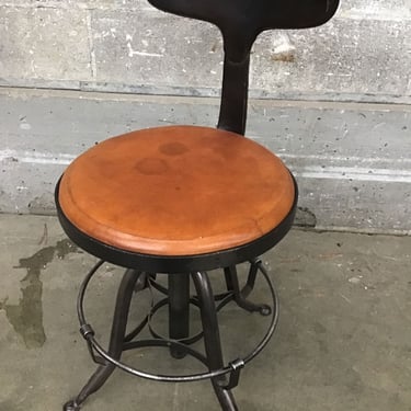 Vintage Steel + Leather Swivel Chair (Seattle)