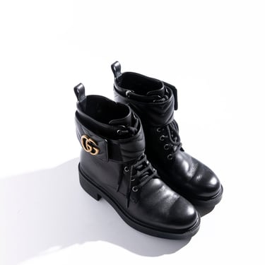 GUCCI Black GG Marmont Combat Boots (Sz. 36)