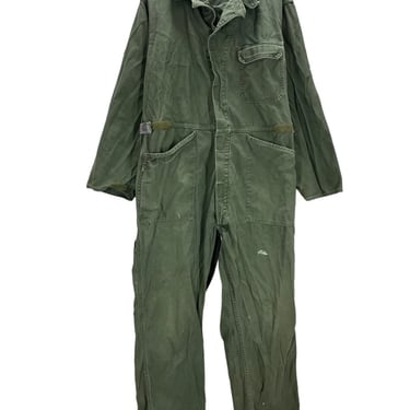 Vintage 90's US Military Green Cotton Sateen Utility Coveralls Large