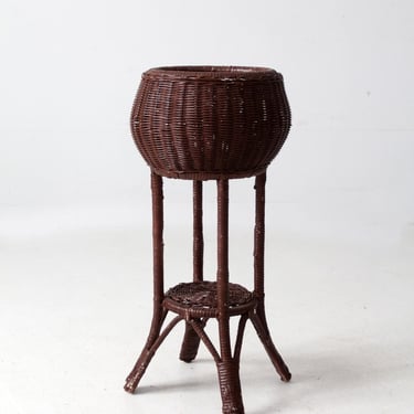 vintage wicker plant stand 