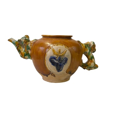 Chinese Tri-Color San Cai Glaze Ceramic Foo Dogs Vase Jar Display ws3212E 