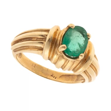 Emerald Ring, Size 8, 14K Yellow Gold, Ring, Jewelry, Oval Cut, App 1.05 ct.!!