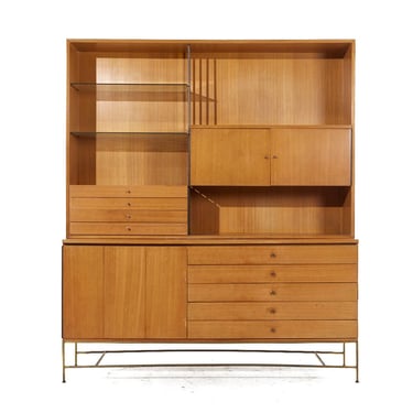 Paul McCobb for Calvin Irwin Collection Mid Century Bleach Mahogany and Brass Credenza and Hutch - mcm 