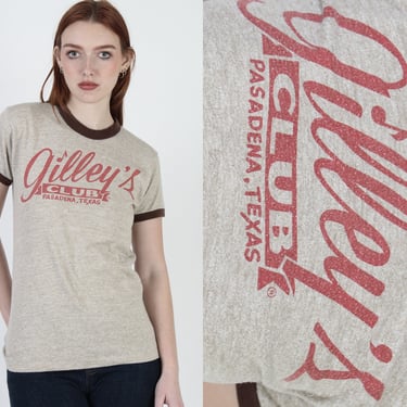 Gilley's Pasadena Texas 2 Sided Country T Shirt, Vintage 70's 80's Russell Athletic Tri Blend Ringer Tee 