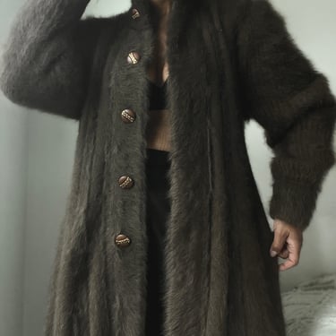 vintage lush angora long hair ultra fuzzy sweater coat 