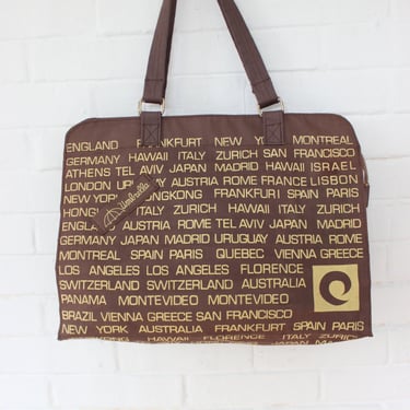 1970's Brown Canvas Travel Tote Bag 