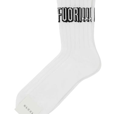 Gucci Women White Stretch Cotton Blend Socks