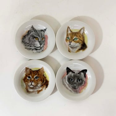 Vintage Cat Ring Dish Mid-Century Hollywood Regency Home Décor Mid Century Modern Ashtray Set of 4 MCM Jewelry Catchall Cats 1950s 50s 