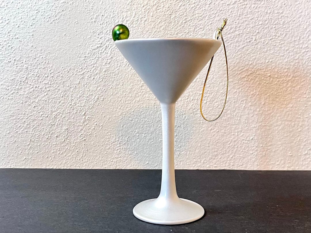 Vintage Robinsons May Co. Large Martini Glass Christmas Tree Ornament