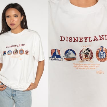 Disneyland T-Shirt 90s Mickey Mouse Graphic Tee Anaheim California TShirt Space Mountain Matterhorn Sleeping Beauty Vintage 1990s Large 
