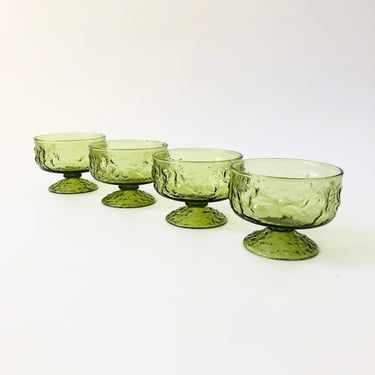 MCM Anchor Hocking Milano Green Coupe Glasses - Set of 4 