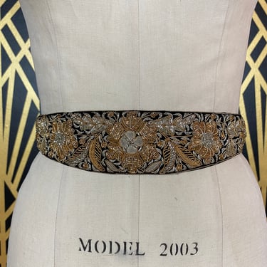 1950s metallic belt, made in india, zardozi embroidery  display picture 1