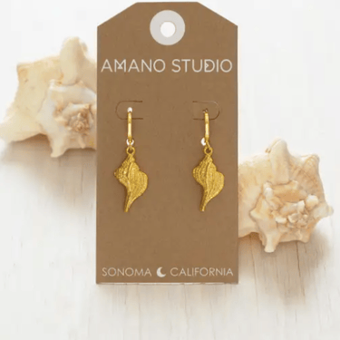 Large Conch Shell huggie hoop earrings