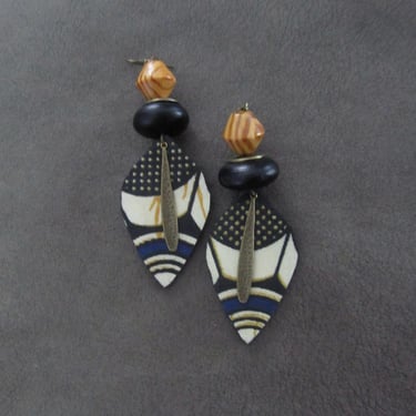 African print Ankara earrings, Afrocentric batik earrings, patterned fabric earrings 