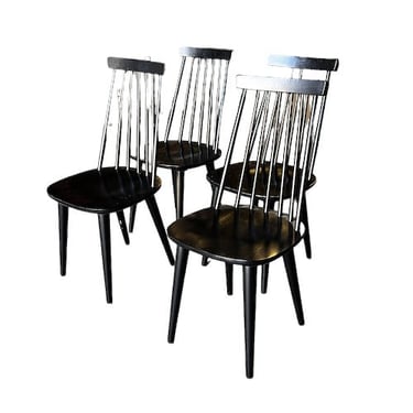 Set of 4 Safavieh Farmhouse Wood Black Spindle Side Chairs-VC212-5