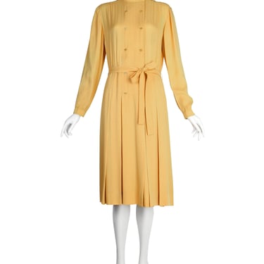 Hermes Vintage 1980s Yellow Horse Novelty Silk Jacquard Secretary Dress
