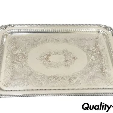 Antique English Victorian Rectangular Silver Plated Platter Tray on Paw Feet