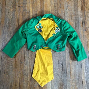 70s Irish St Patrick’s Day Blazer suit Parade with Buttons Green Yellow Jacket 