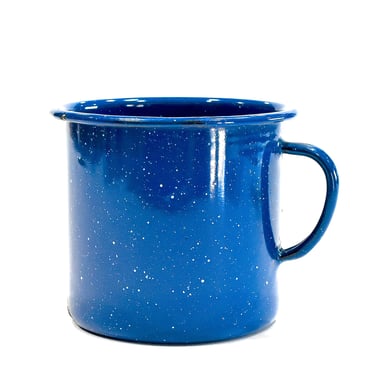 VINTAGE: 1970's - Mexican Blue Enamel Mug - Graniteware - Enamelware - Large Cup - Cottage - SKU 26-D-00017839 