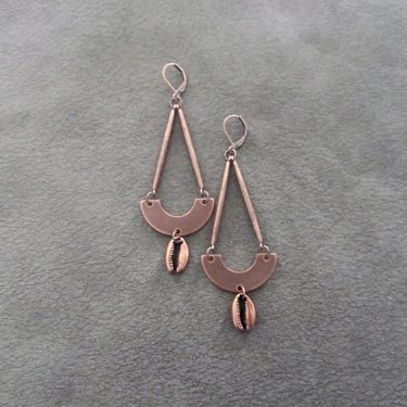 Copper cowrie shell earrings 2 