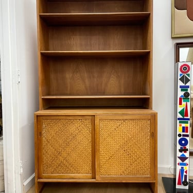 Hans Wegner for RY Mobler Cabinet or Bookcase Oak and Rattan 