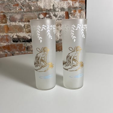 Vintage Libbey Frosted Fairy Glasses - Set of 2 