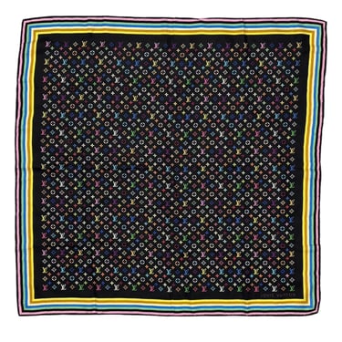 Louis Vuitton Black Multicolor Logo Square Scarf