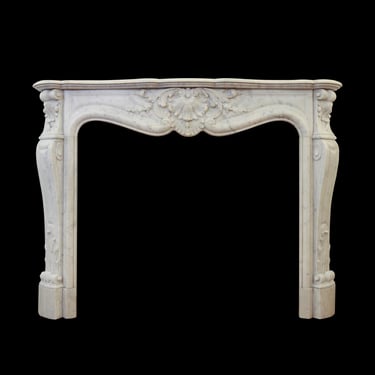 Antique Louis XV White Marble Fireplace Mantel