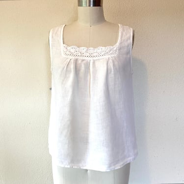 Vintage CP Shades white linen tank top 