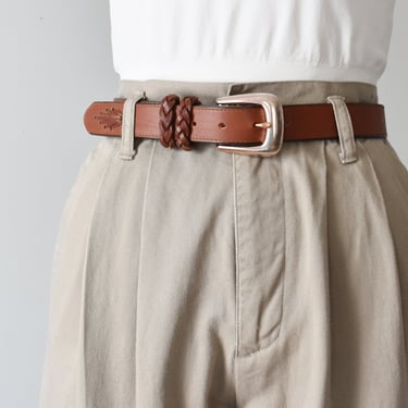 vintage LL Bean 90s brown leather belt, size s / m 