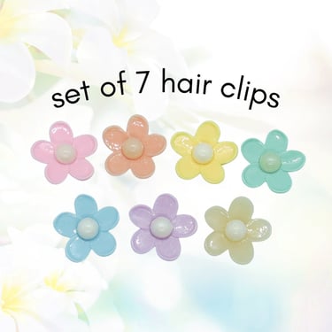 Daisy Hair Clip Set Pastel Floral Flower Barrettes Clips 