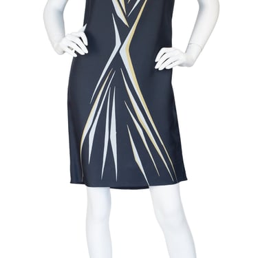 1960s Vintage Modernist Print Silk Shift Dress Sz M by Morgan's 