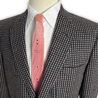 Vintage 1950s Pink ATOMIC Pattern Wool Rockabilly Sport Coat ~ 38 to 40 R ~ jacket / blazer ~ Elvis ~ VLV ~ 
