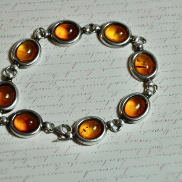 Natural Baltic Amber & Sterling Silver Bracelet 8