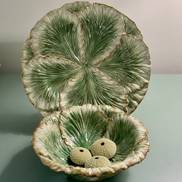 Fitz and Floyd Cabbage Leaf Plate and Bowl. 