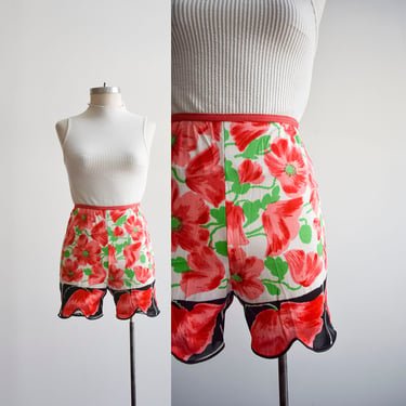 1960s Floral Slip Shorts Bloomers Step Ins 