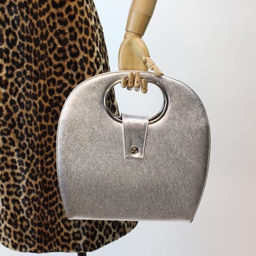 1960s STRUCTURED silver FOIL handbag PURSE | new fall winter 