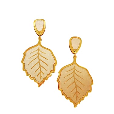 Sample Sale Champagne Satin Leaf Earrings