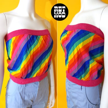 So Cute Vintage 70s 80s Rainbow Sleeveless Top 