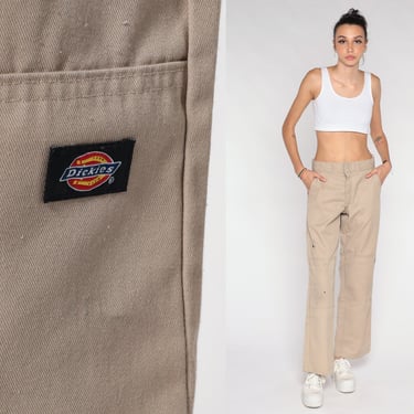 Khaki Dickies Pants Y2k Straight Leg Khakis Workwear Work Pants High Waisted Rise Streetwear Normcore Basic Tan Slacks Vintage 00s Large 33 