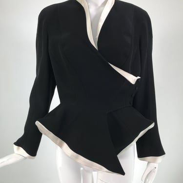 Hold Theirry Mugler: Couturissime Exhibited Black &amp; White 3D Peplum Hip Jacket 1980s